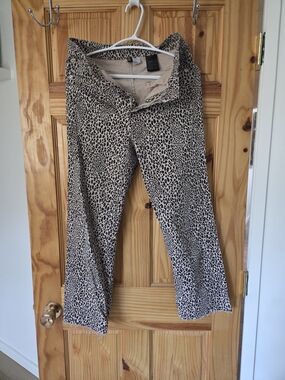 H&M Leopard Print Boot-Cut Jeans - Beige/Black